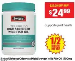 Chemist Warehouse Swisse Ultiboost Odourless High Strength Wild Fish Oil offer
