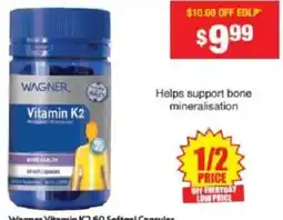 Chemist Warehouse Wagner Vitamin K2 60 Softgel Capsules offer