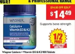 Chemist Warehouse Wagner Calcium + Vitamin D3 & K2 100 Tablets offer