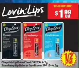 Chemist Warehouse ChapStick Lip Balm Classic SPF 15+ 4.2g offer