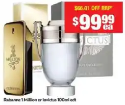 Chemist Warehouse Rabanne 1 Million or Invictus 100ml edt offer