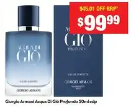 Chemist Warehouse Giorgio Armani Acqua Di Giò Profondo 50ml edp offer