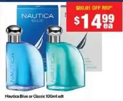 Chemist Warehouse Nautica Blue or Classic 100ml edt offer