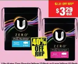 Chemist Warehouse Libby Kotex Zero Regular Wings offer