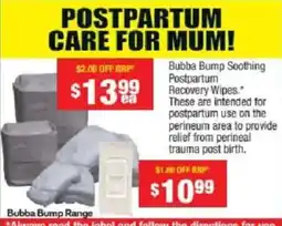 Chemist Warehouse Bubba Bump Soothing Postpartum Recovery Wipes offer