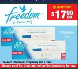 Chemist Warehouse Freedom Midstream Pregnancy Test offer