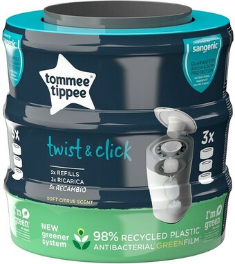 BIG W Tommee Tippee Twist and Click Nappy Bin Eco Refill Cassettes 3 Pack offer