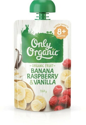 BIG W Only Organic Banana Raspberry & Vanilla 8+ Months 120g offer