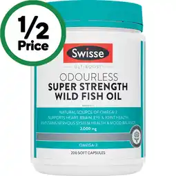 Woolworths Swisse Ultiboost Odourless Super Strength Wild Fish Oil 2000mg Capsules offer