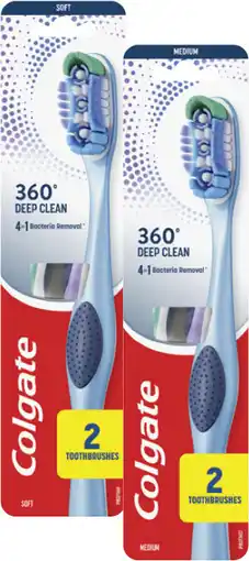 Coles Colgate 360 Degree Soft or Medium Toothbrush 2 Pack offer