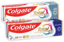 Coles Colgate Total Active Prevention Deep Clean or Whitening Toothpaste 115g offer
