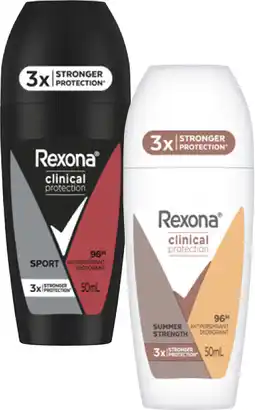Coles Rexona 96hr Clinical Protection Roll On Deodorant offer