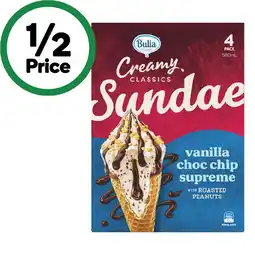 Woolworths Bulla Creamy Classics Sundae Cones offer