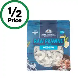 Woolworths Just Caught Raw Prawns Medium or Large 500g – From the Seafood Freezer offer