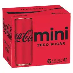 Woolworths Coca-Cola Classic, Zero Sugar or Diet Soft Drink Varieties 6 x 250ml offer