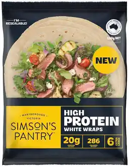 Coles Simson's Pantry High Protein Wraps 600g offer