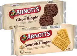 Coles Arnott's Scotch Finger or Choc Ripple Biscuits 250g offer