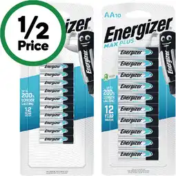 Woolworths Energizer Max Plus AA or AAA Batteries Pk 10 offer
