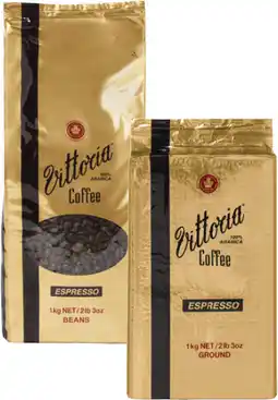 Coles Vittoria Espresso Beans or Ground Coffee 1kg offer