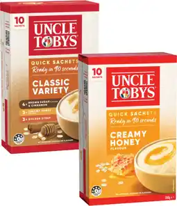 Coles Uncle Tobys Oats Quick Sachets-350g offer