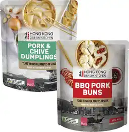 Coles Hong Kong Dim Sim Kitchen Pork & Chive Dumplings or BBQ Pork Buns 300g offer