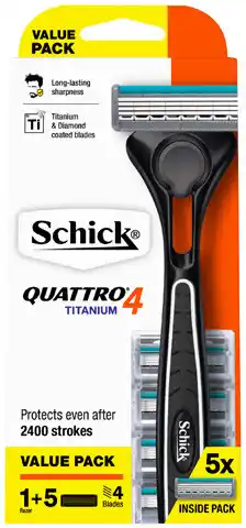 Coles Schick Quattro Titanium Razor Kit with 5 refill Blades 1 Each offer