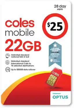 Coles Coles Mobile $25 Prepaid SIM offer