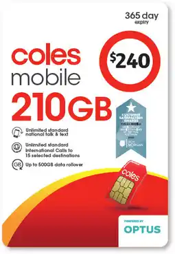 Coles Coles Mobile $240 Prepaid SIM offer