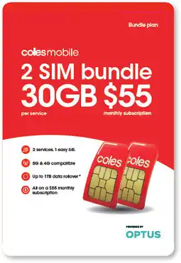 Coles Coles Mobile $55 Bundle SIM Pack offer
