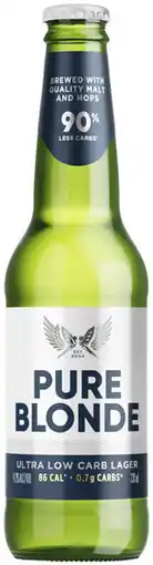 Coles Pure Blonde Ultra Low Carb Lager Bottles offer