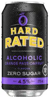 Coles NEW Hard Rated Orange Passionfruit Zero Sugar Cans offer