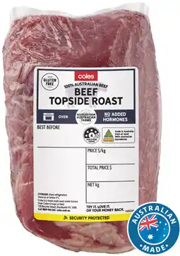 Coles Coles Australian No Added Hormones Beef Roast Topside offer