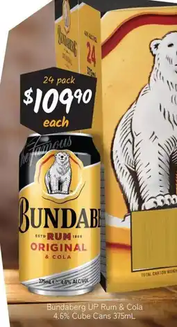 Cellarbrations Bundaberg UP Rum & Cola offer