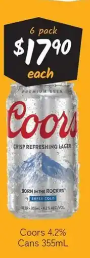 Cellarbrations Coors Crisp Refreshing Lager offer