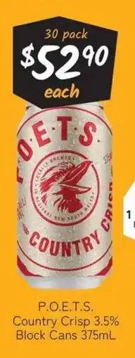 Cellarbrations P.O.E.T.S. Country Crisp offer