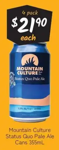 Cellarbrations Mountain Culture Status Quo Pale Ale offer