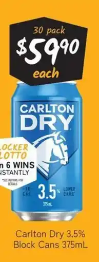 Cellarbrations Carlton Dry 3.5% Block Cans offer