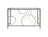 LivingStyles Vico Glass Top Metal Console Table, 120cm offer