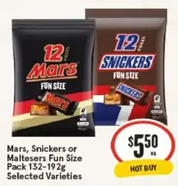 IGA Mars, Snickers or Maltesers Fun Size offer