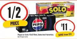 IGA Pepsi or Solo 10x375mL Selected Varieties offer