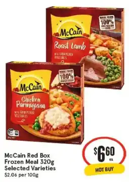 IGA McCain Red Box Frozen Meal Selected Varieties offer