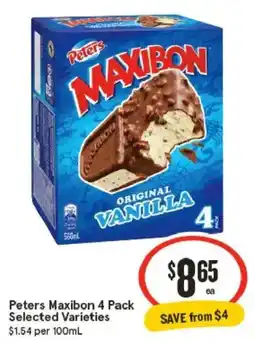 IGA Peters Maxibon 4 Pack Selected Varieties offer