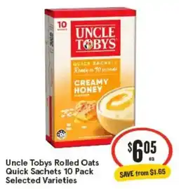 IGA Uncle Tobys Rolled Oats Quick Sachets offer