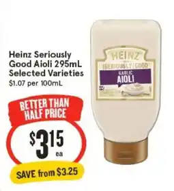 IGA Heinz Seriously Good Aioli offer