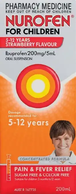Nurofen For Children 5–12 Years Strawberry Flavour 200mL