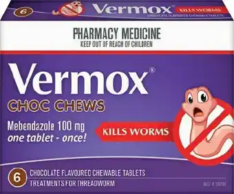 Vermox Choc Chews 6 Chewable Tablets