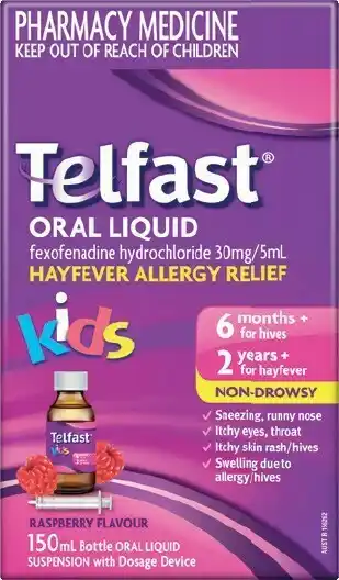 Soul Pattinson Chemist Telfast Oral Liquid Hayfever Allergy Relief 150mL offer