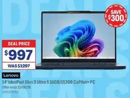 Officeworks Lenovo 14" IdeaPad Slim 3 Ultra 5 16GB/512GB CoPilot+ PC offer