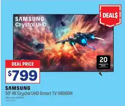 Officeworks Samsung 50" 4K Crystal UHD Smart TV U8000H offer