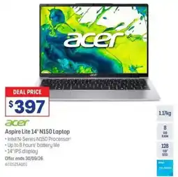 Officeworks Acer Aspire Lite 14" N150 Laptop offer
